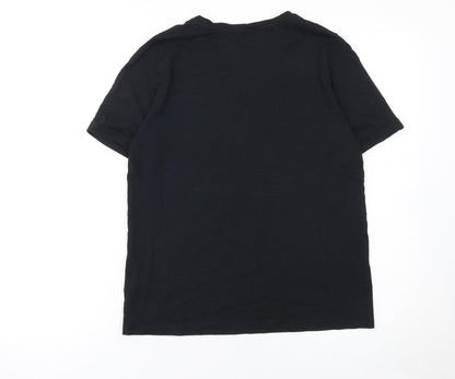 Marks and Spencer Women's Black Embroidered Floral T-Shirt Size 8