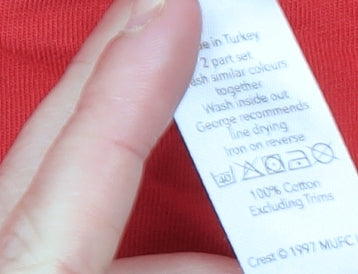 George Boys Red Manchester United Logo T-Shirt 11-12 Years Cotton Short Sleeve