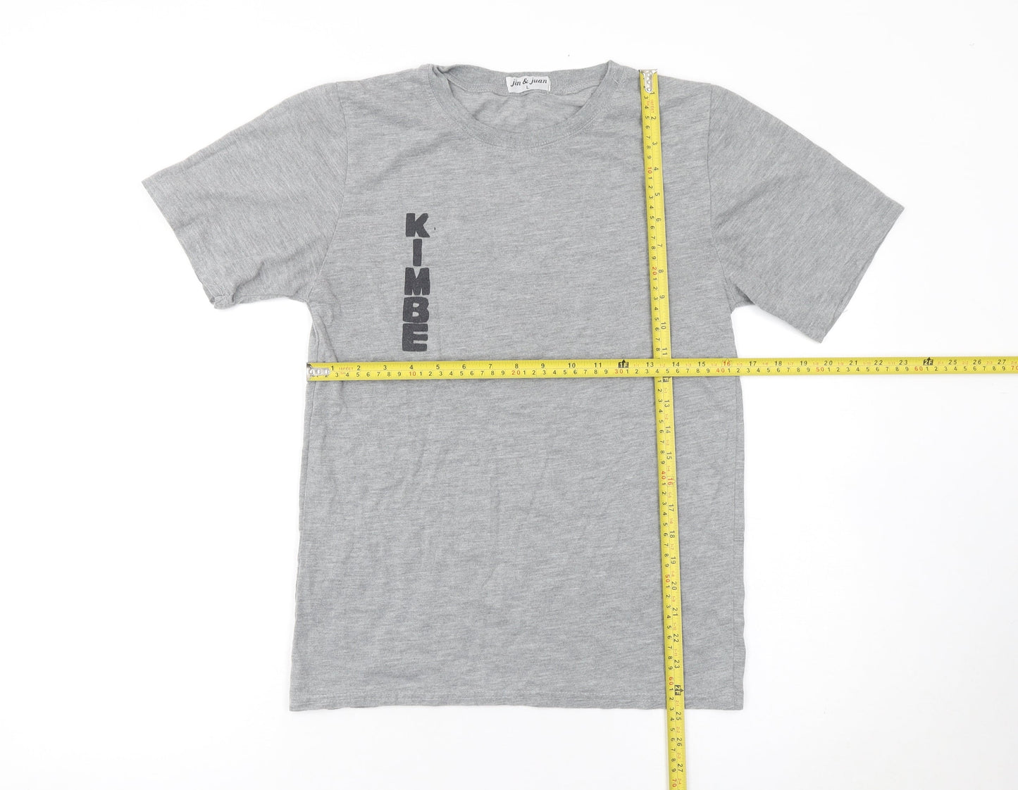 jin & juan Men's Grey Graphic Print Crew Neck T-Shirt Size L