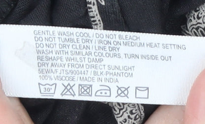 FatFace Women Black Elephant Print V-Neck Short Sleeve T-Shirt Size 8