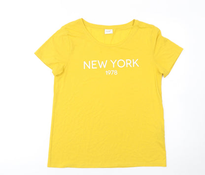 Jacqueline de Yong Women's Yellow New York 1978 T-Shirt S