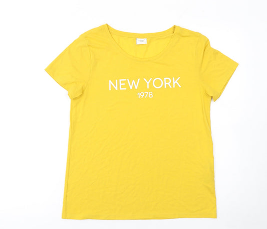 Jacqueline de Yong Women's Yellow New York 1978 T-Shirt S