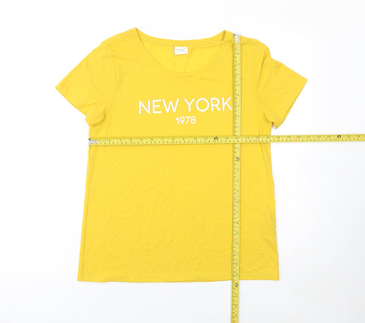 Jacqueline de Yong Women's Yellow New York 1978 T-Shirt S
