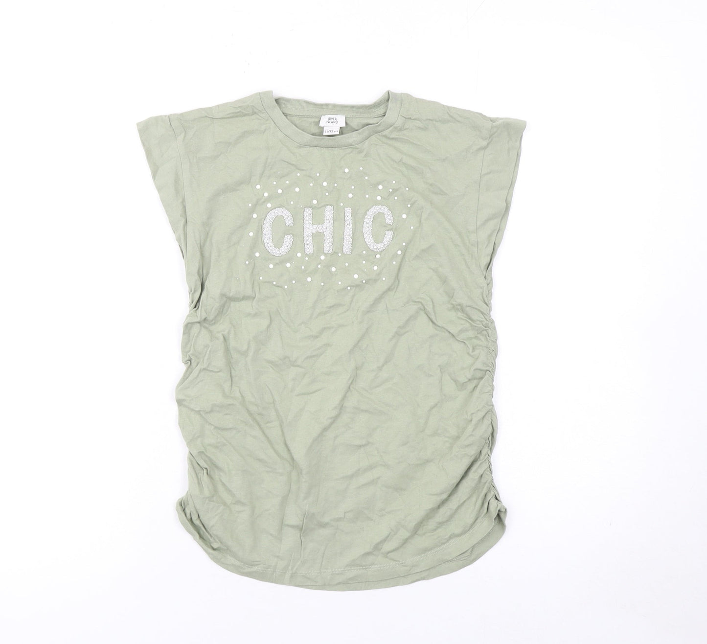 Girls UK Size 11-12 Years River Island Green Basic T-Shirt