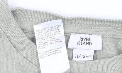Girls UK Size 11-12 Years River Island Green Basic T-Shirt