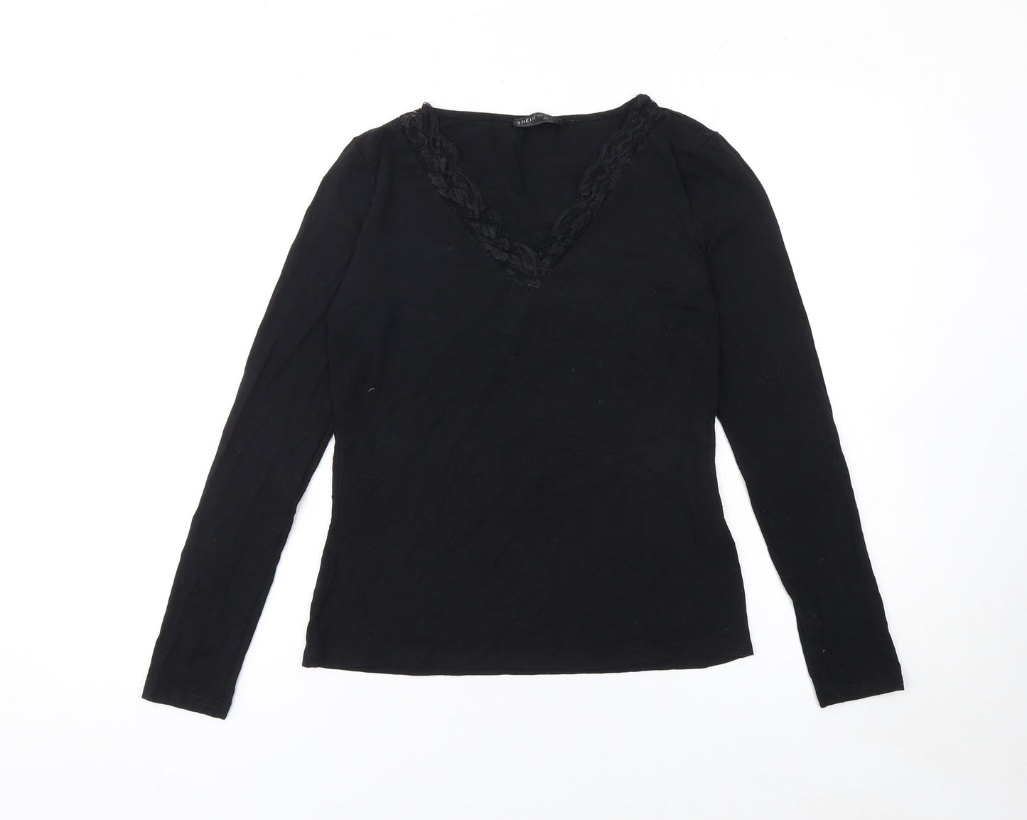 SHEIN Women’s Black Lace V-Neck Long Sleeve Blouse Size L