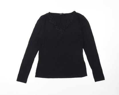 SHEIN Women’s Black Lace V-Neck Long Sleeve Blouse Size L