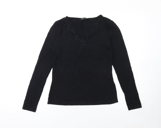 SHEIN Women’s Black Lace V-Neck Long Sleeve Blouse Size L