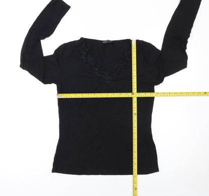 SHEIN Women’s Black Lace V-Neck Long Sleeve Blouse Size L