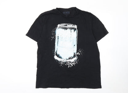 BrewDog Men's Black Graphic Beer Can T-Shirt Size L 100% Cotton