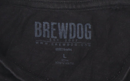 BrewDog Men's Black Graphic Beer Can T-Shirt Size L 100% Cotton