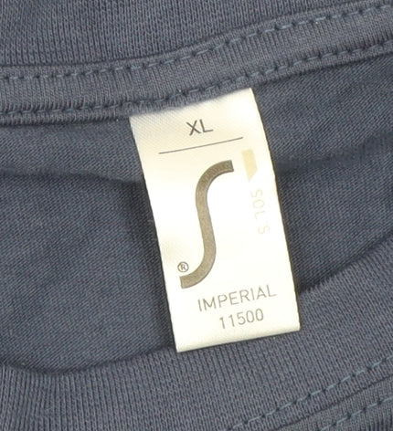 SOL'S Men's Blue XL Graphic Print Crew Neck Cotton T-Shirt