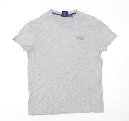 Superdry Men's Grey Organic Cotton Crew Neck T-Shirt Medium
