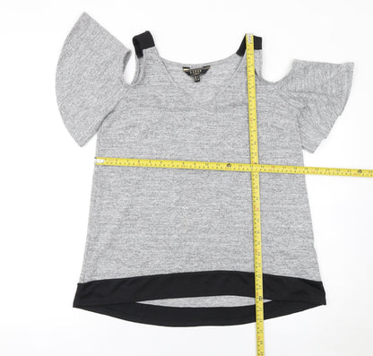 Womens UK Size 8 Lipsy Grey Basic T-Shirt