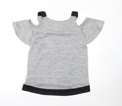Womens UK Size 8 Lipsy Grey Basic T-Shirt