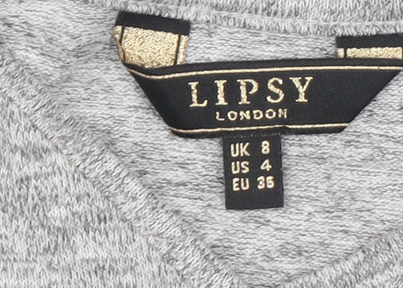 Womens UK Size 8 Lipsy Grey Basic T-Shirt