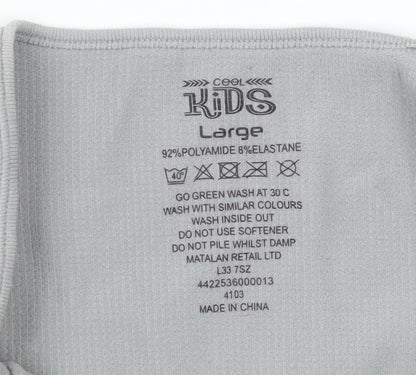 Matalan Girls Grey Ribbed Bodysuit One-Piece Large Sleeveless Stretch Fit