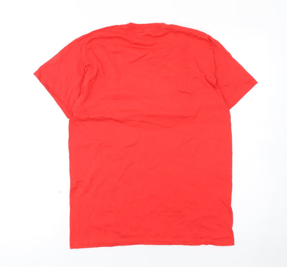 Womens UK Size S Fruit of the Loom Red Basic T-Shirt