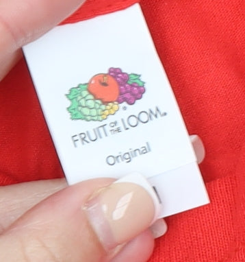 Womens UK Size S Fruit of the Loom Red Basic T-Shirt