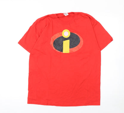 Fruit of the Loom Men's Red The Incredibles Logo Short Sleeve Cotton T-Shirt M