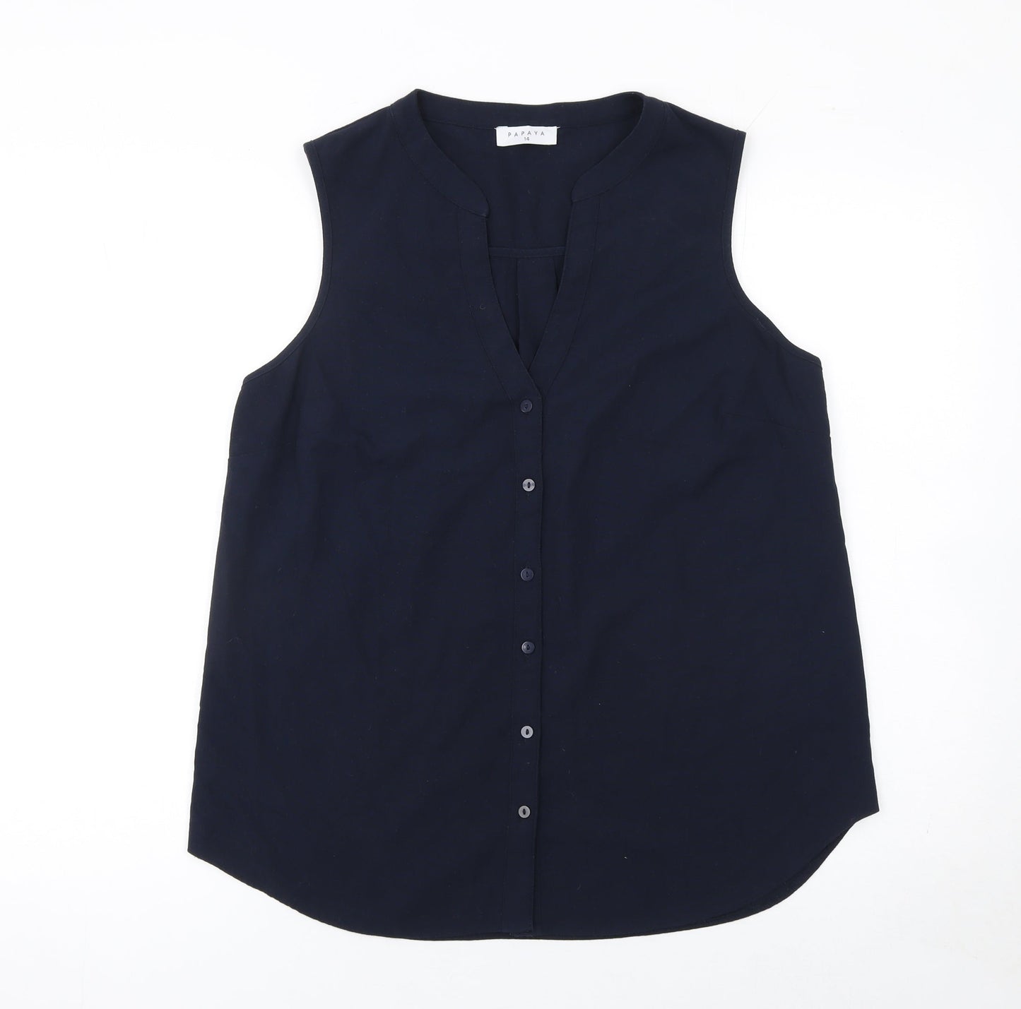 Papaya Women's Blue Sleeveless Button Blouse Size 14