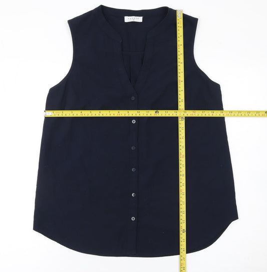 Papaya Women's Blue Sleeveless Button Blouse Size 14