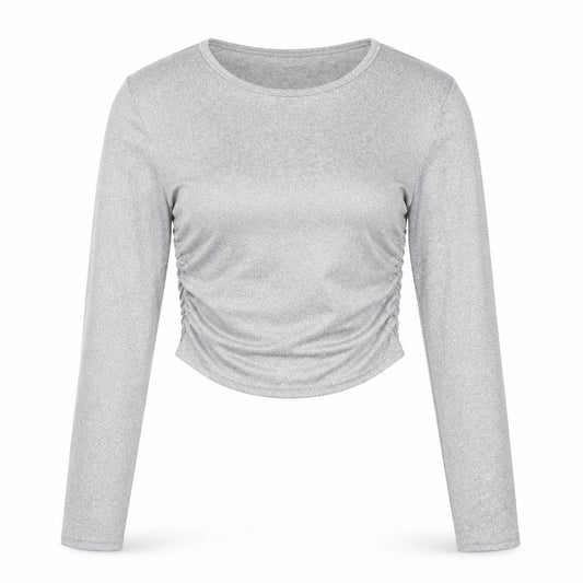Womens UK Size 8 SheIn Grey Cropped T-Shirt