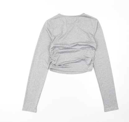 Womens UK Size 8 SheIn Grey Cropped T-Shirt