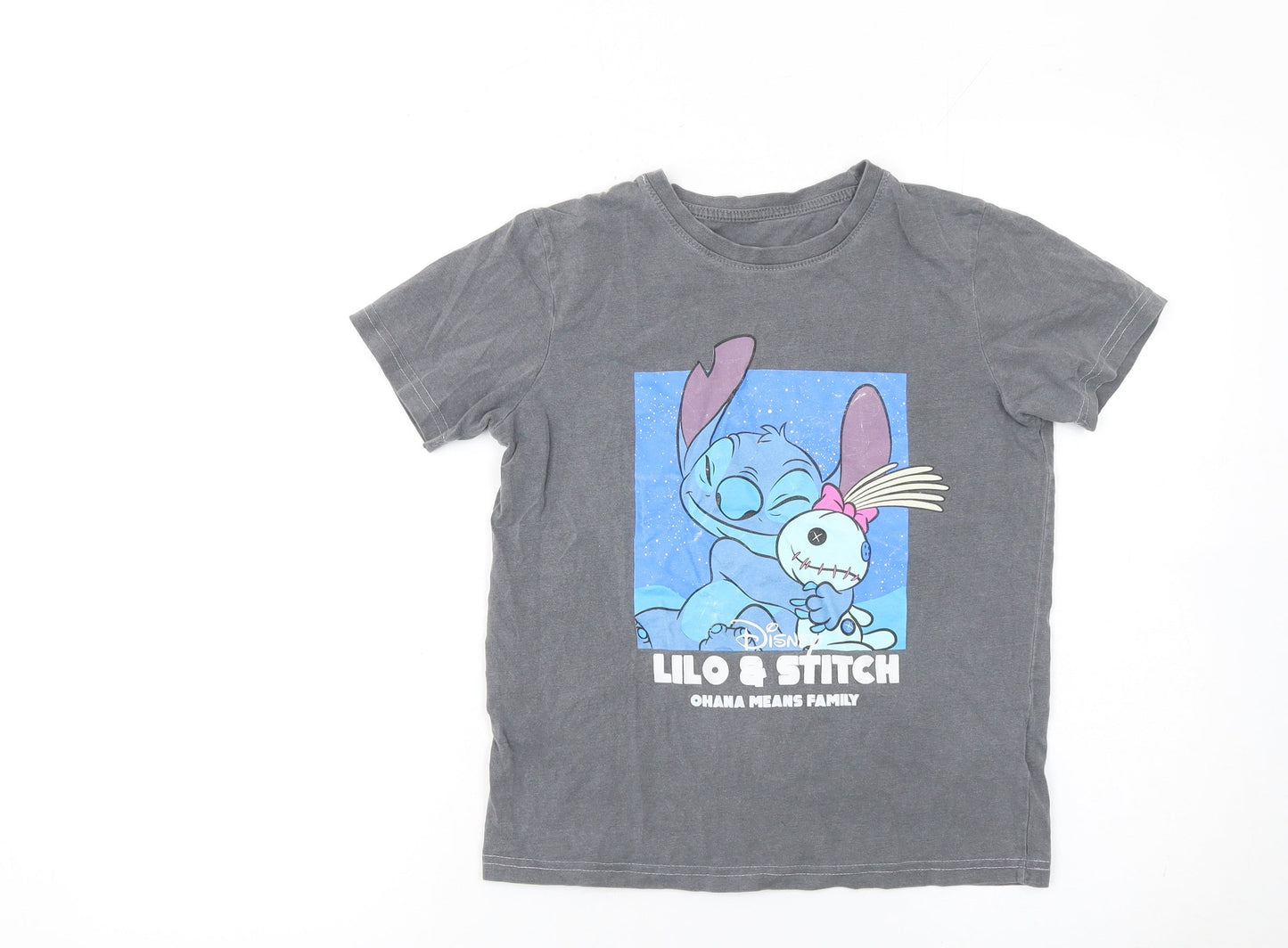 Girls UK Size 9-10 Years Disney Grey Basic T-Shirt