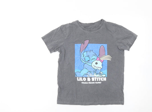 Girls UK Size 9-10 Years Disney Grey Basic T-Shirt