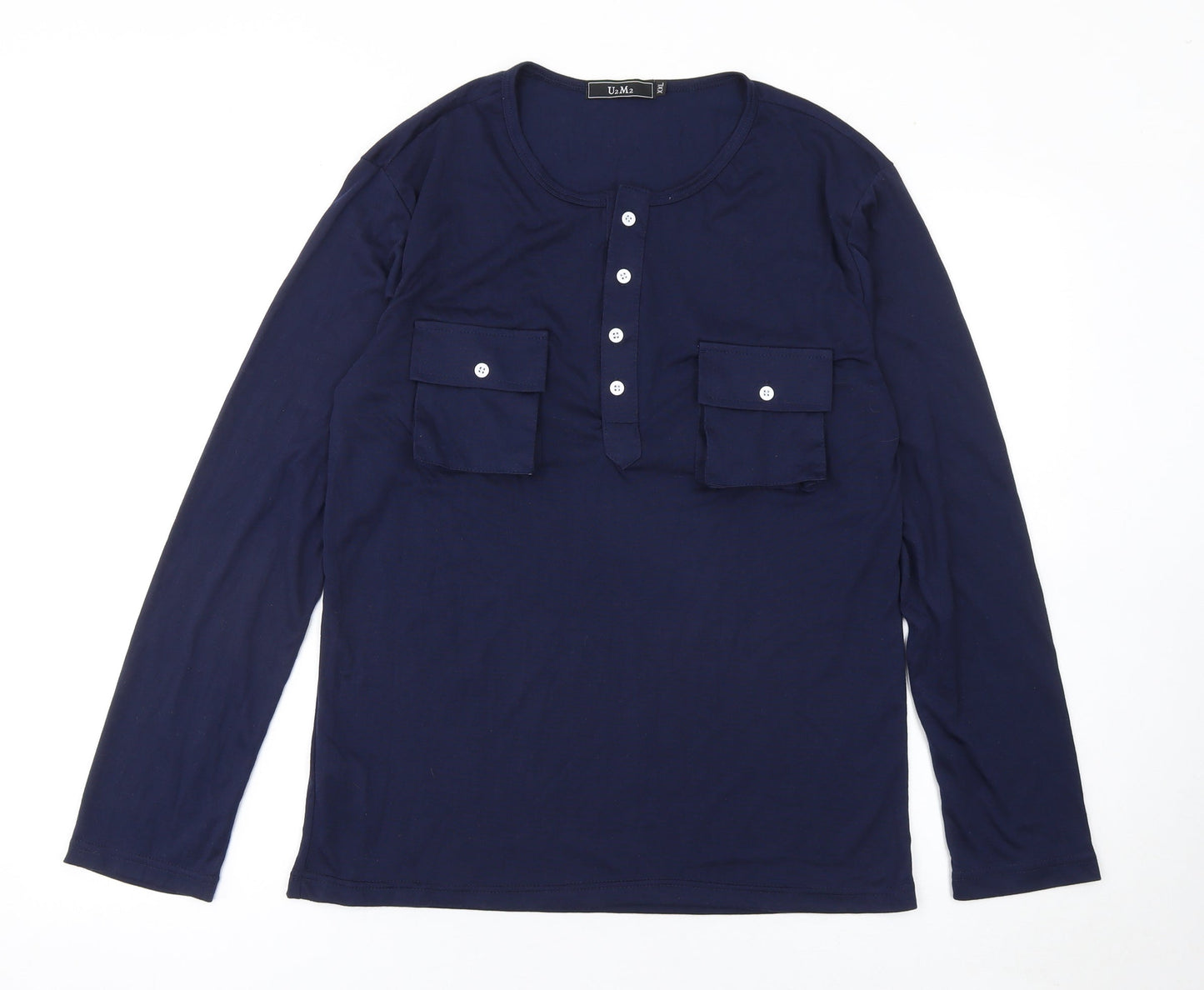 Womens UK Size 2XL U2M2 Blue Basic Button-Up