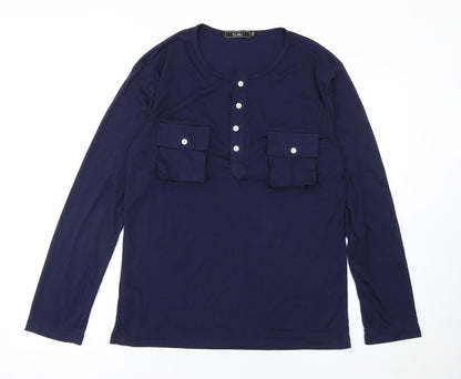 Womens UK Size 2XL U2M2 Blue Basic Button-Up