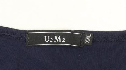 Womens UK Size 2XL U2M2 Blue Basic Button-Up