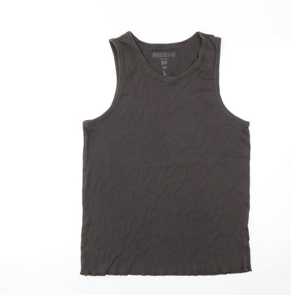 Womens UK Size L River Island Black Basic Tank