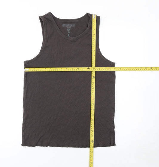 Womens UK Size L River Island Black Basic Tank