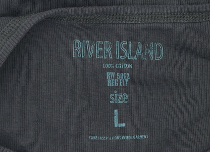 Womens UK Size L River Island Black Basic Tank