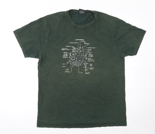 T-34 Men’s Green Lunar Module Graphic Cotton T-Shirt Size L