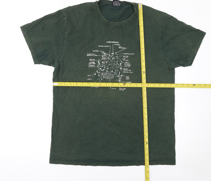 T-34 Men’s Green Lunar Module Graphic Cotton T-Shirt Size L