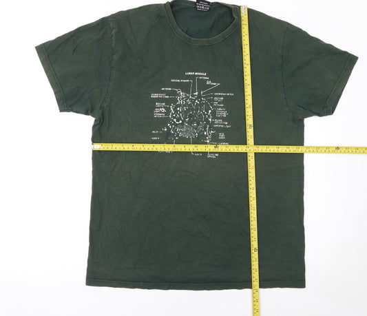 T-34 Men’s Green Lunar Module Graphic Cotton T-Shirt Size L