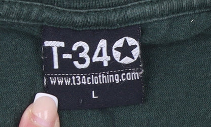 T-34 Men’s Green Lunar Module Graphic Cotton T-Shirt Size L