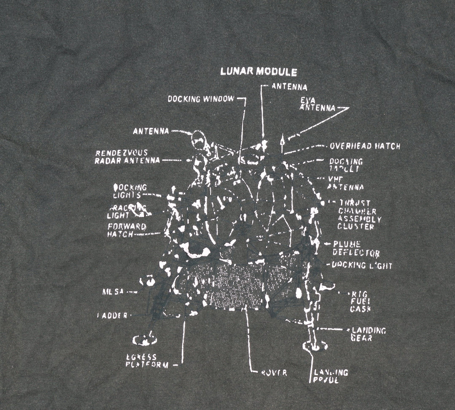 T-34 Men’s Green Lunar Module Graphic Cotton T-Shirt Size L