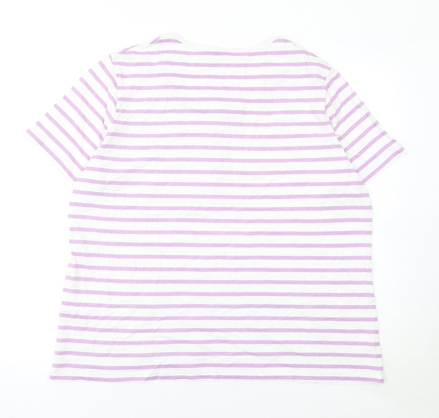 Damart Women's Pink White Striped Cotton T-Shirt Size 22