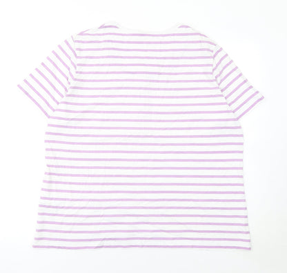 Damart Women's Pink White Striped Cotton T-Shirt Size 22