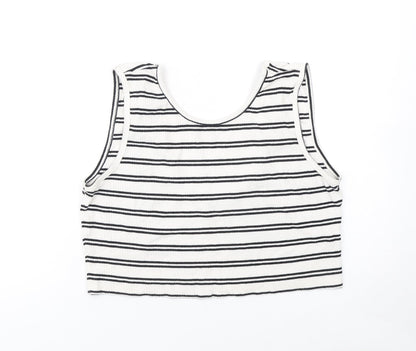 Womens UK Size L Weekday White Cropped Tank