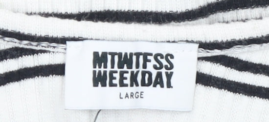 Womens UK Size L Weekday White Cropped Tank