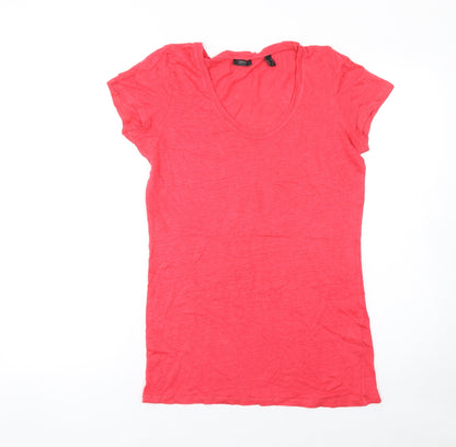 Esprit Women's Red Linen Short Sleeve Basic T-Shirt Size M