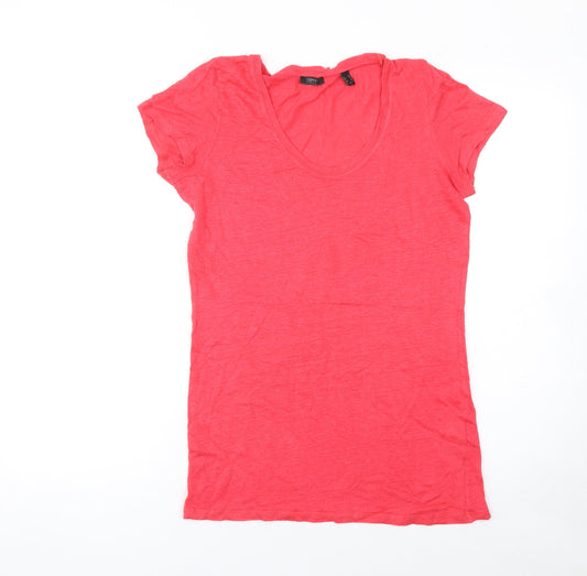 Esprit Women's Red Linen Short Sleeve Basic T-Shirt Size M