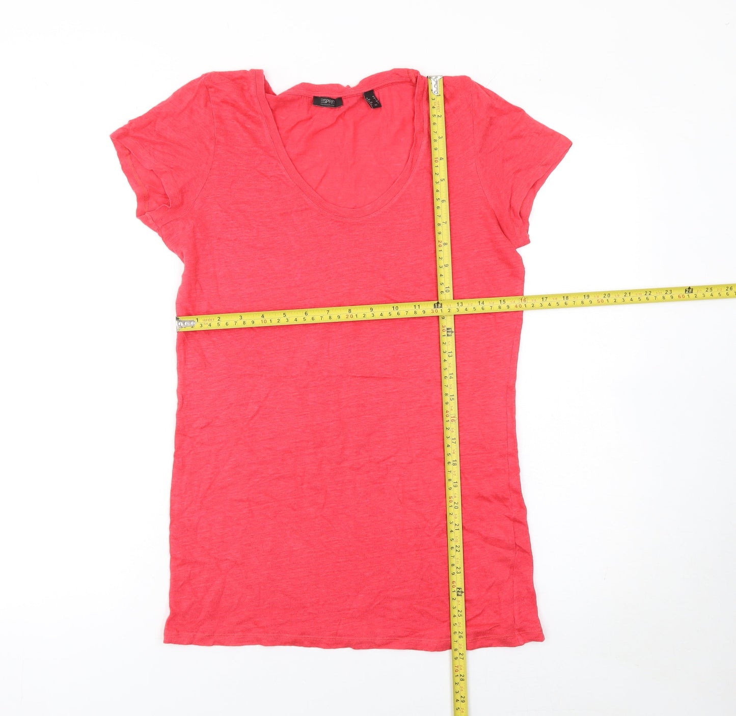 Esprit Women's Red Linen Short Sleeve Basic T-Shirt Size M