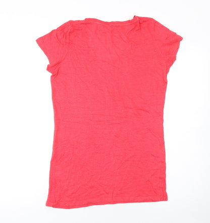 Esprit Women's Red Linen Short Sleeve Basic T-Shirt Size M