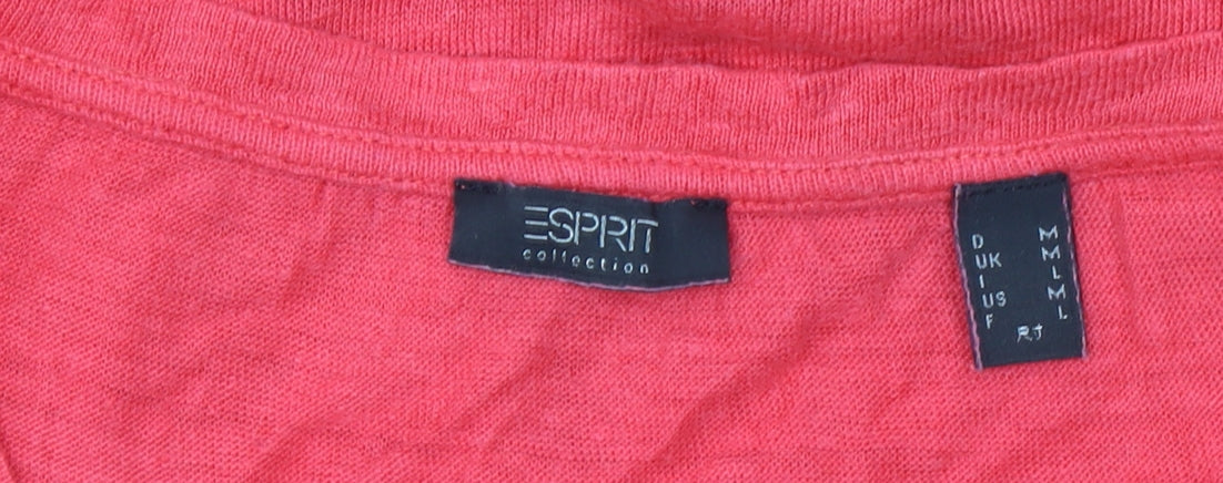 Esprit Women's Red Linen Short Sleeve Basic T-Shirt Size M
